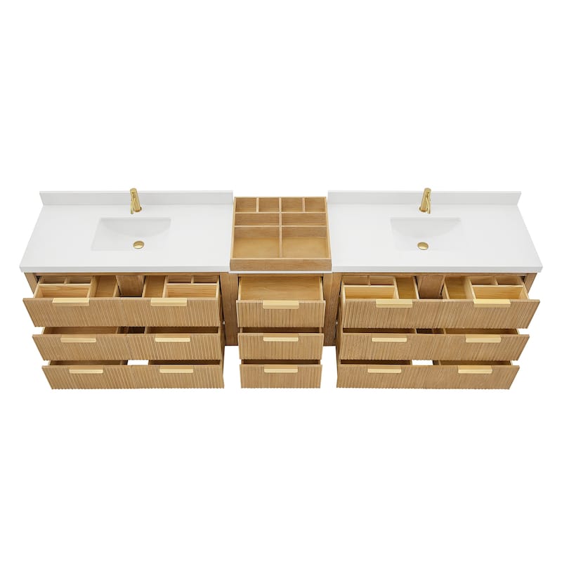 Santarem Double Vanity with Pure White Quartz Stone Top without Mirror