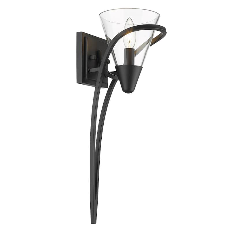 Olympia 1 Light Wall Sconce - Matte Black with Clear Glass - Matte Black with Clear Glass