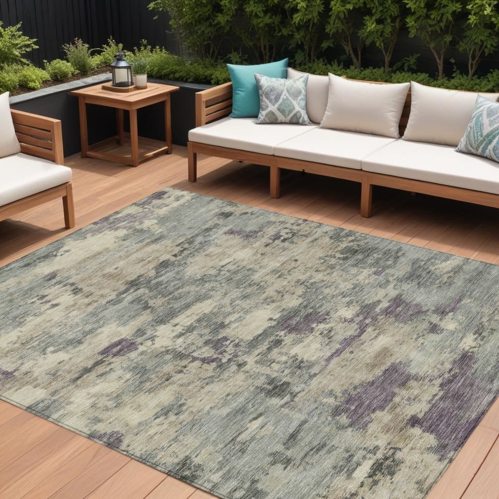 HomeRoots Abstract Transitional Rectangle Outdoor Rug