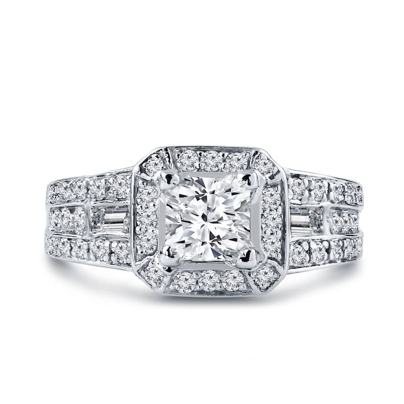 Auriya 18k Gold Vintage Art Deco 1 3/4ctw Cushion-cut Halo Diamond Engagement Ring Certified (F-G, SI1-SI2)