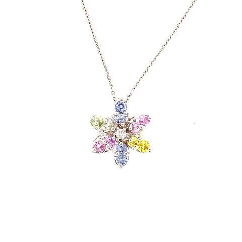 Kabella 18kt Multi Color Sapphire Flower Petals Pendant
