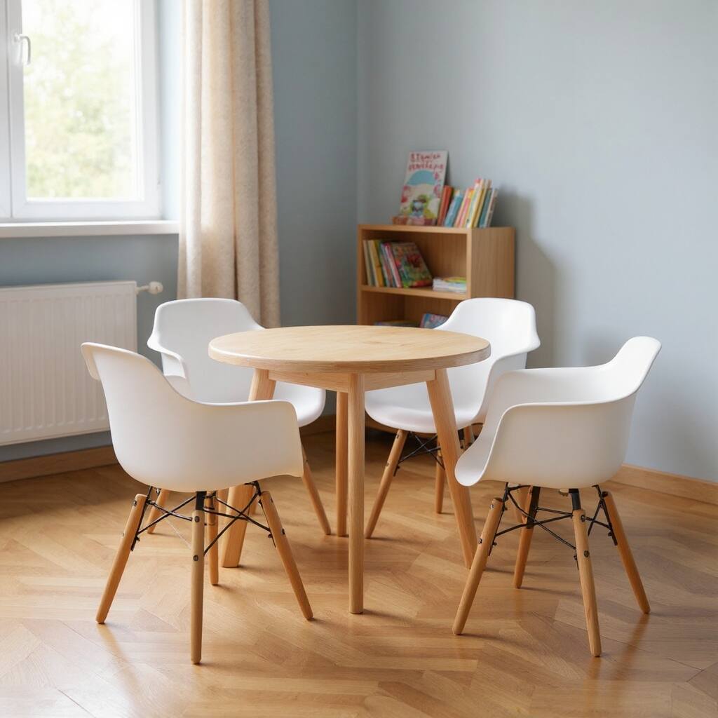 HomeRoots Set Of Four White And Brown Heavy Duty Plastic And Wood Juvenile Side Chairs - 16.00 in. x 23.00 in. x 15.00 in.