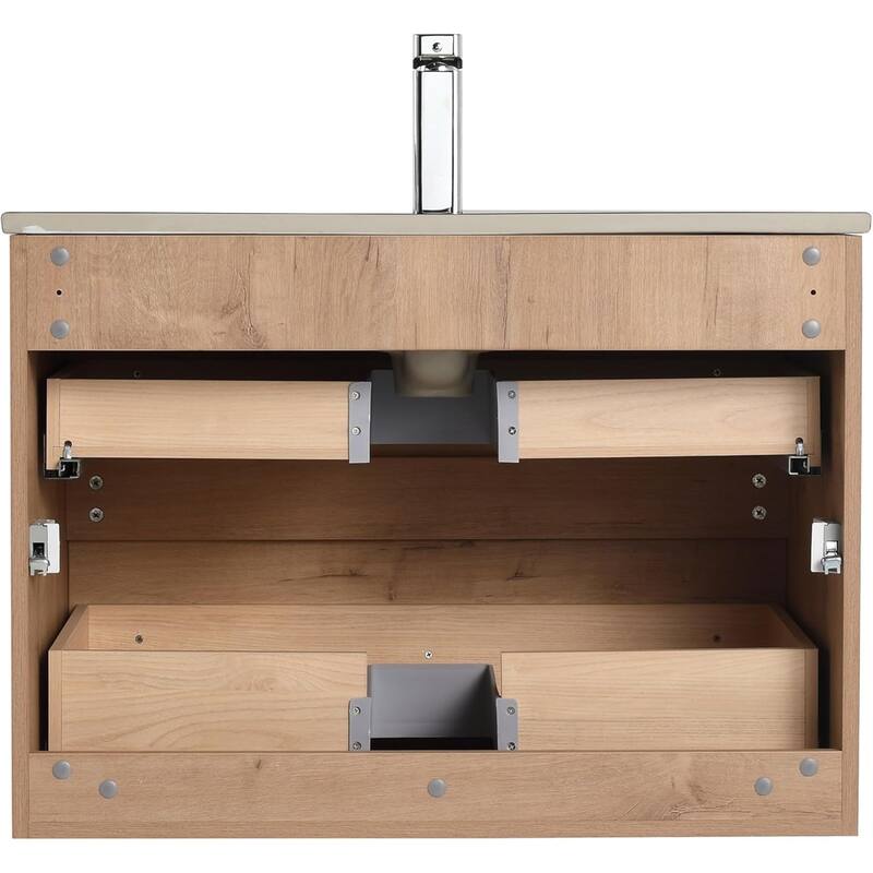 Blossom 30 Inch All Wood Wall Mounted Floating Bathroom Vanity with Sink