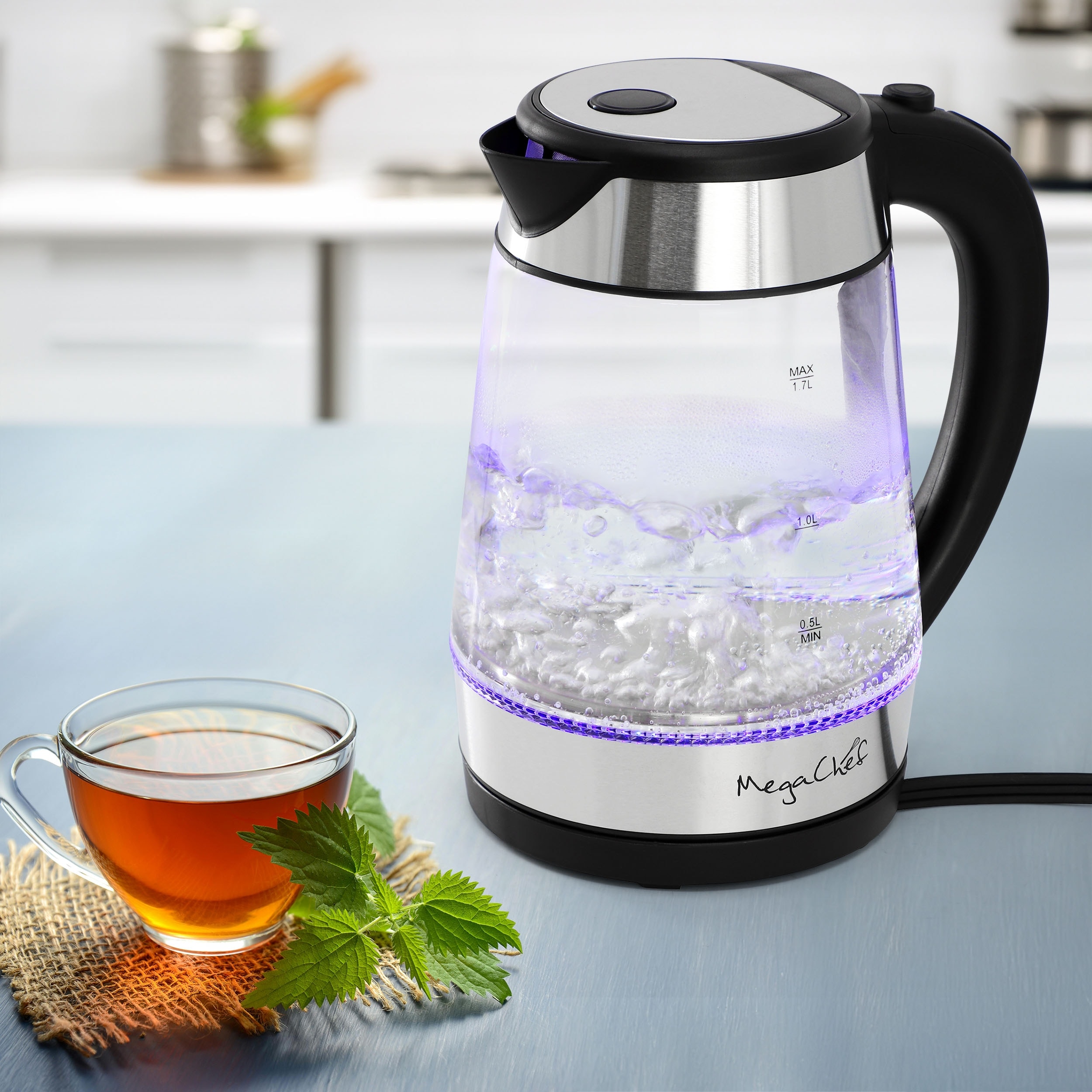 Tea Salton Led Kettle Compact Cordless Electric Glass Kettle Salton