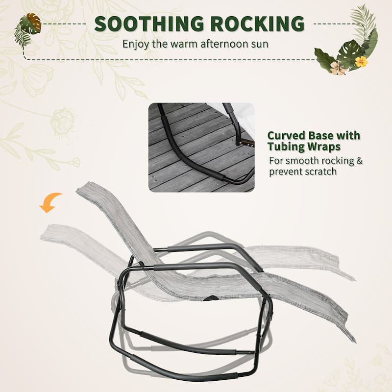 Rocking Sun Lounger, Chaise Lounge Rocker For Sunbathing, Sun Tanning, Foldable, Portable Outdoor Patio Chair