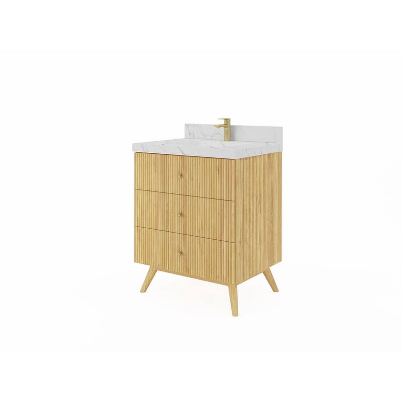 Willow Collections 30 in. W x 22 in. D Pasadena Solid Teak Single Sink Bathroom Vanity with Countertop