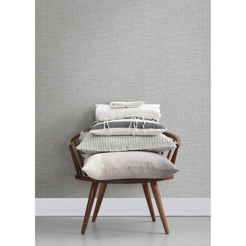 A-Street Prints In The Loop Grey Faux Grasscloth Wallpaper
