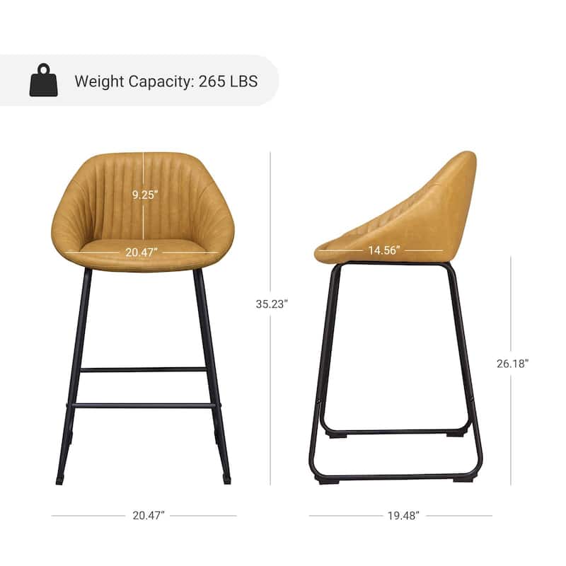 Art Leon Modern Faux Leather Metal Frame Counter Height Bar Stools (Set of 2)