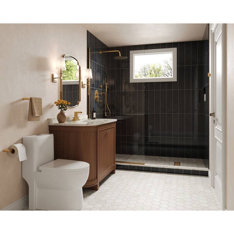 GRANDJOY Modern Dual Handle Centerset Waterfall Bathroom Faucet