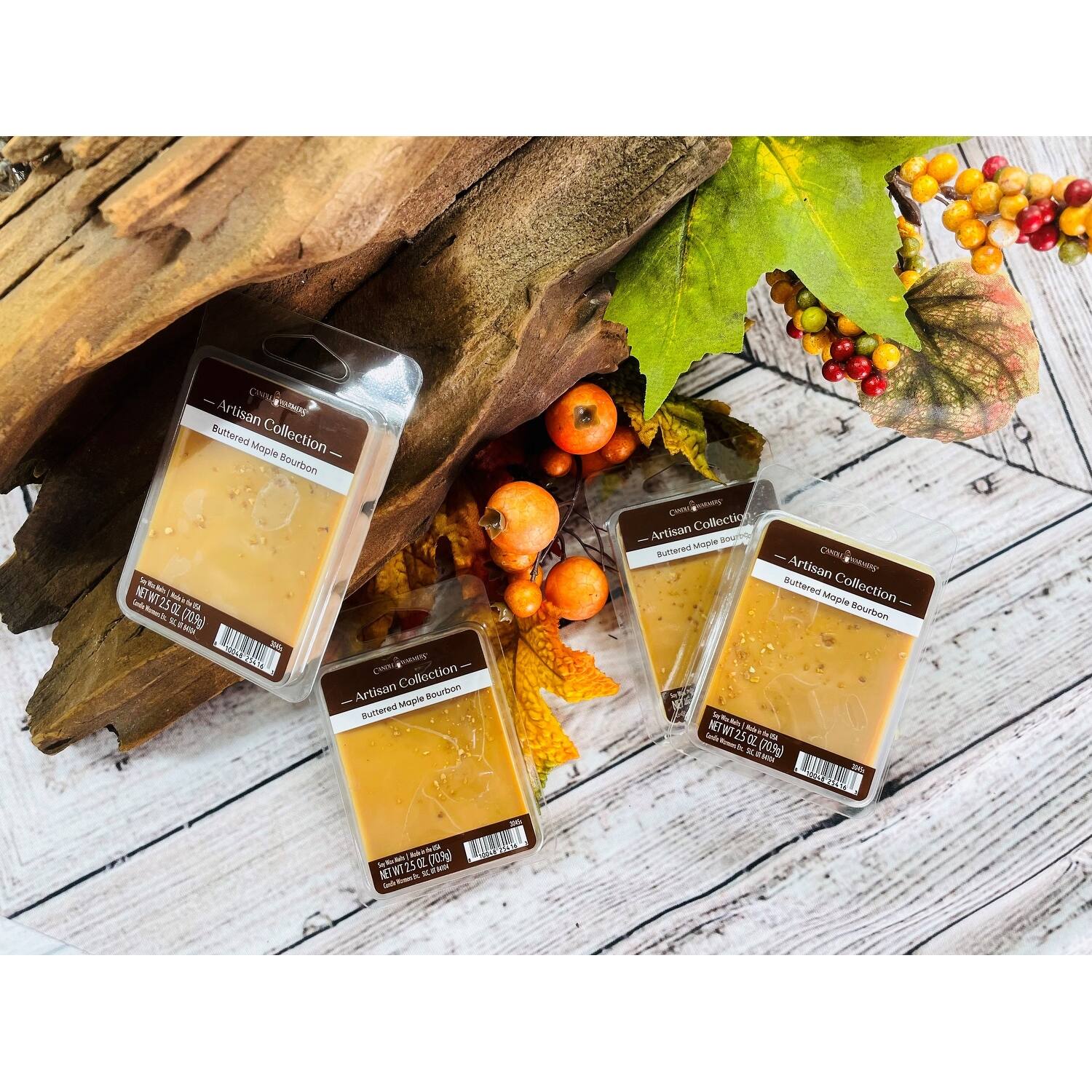 Candle Warmers Artisan Soy Wax Melt Buttered Maple Bourbon Set of 4