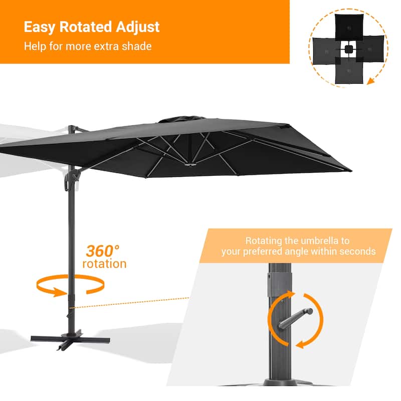 LIVOOSUN 10x10ft Cantilever Patio Offset Hanging Umbrellas