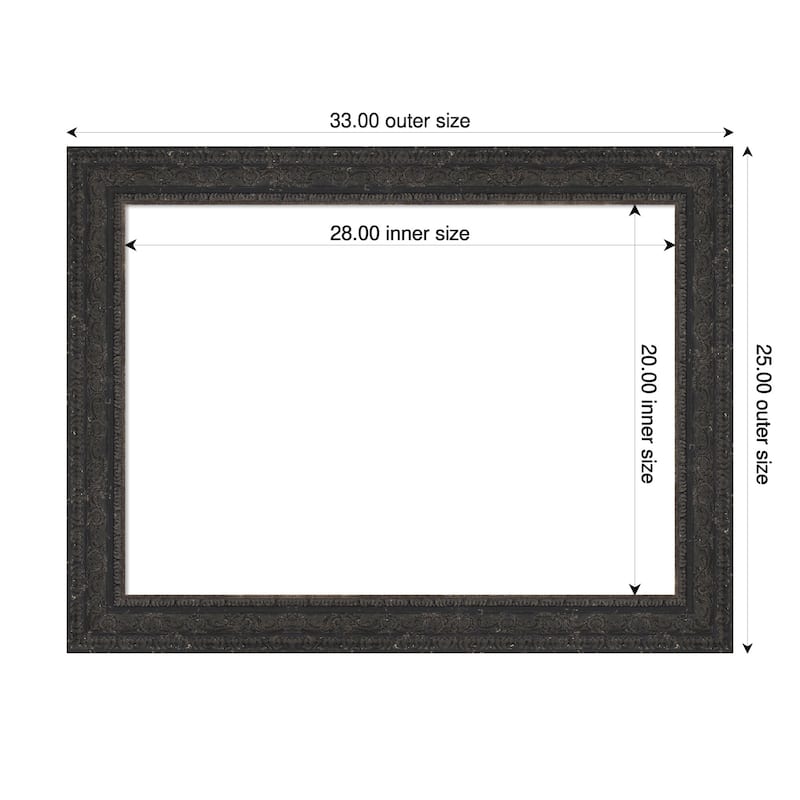 Attic Aged Framed Dry Erase Magnetic Board - 33 x 25 in - Attic Aged Black