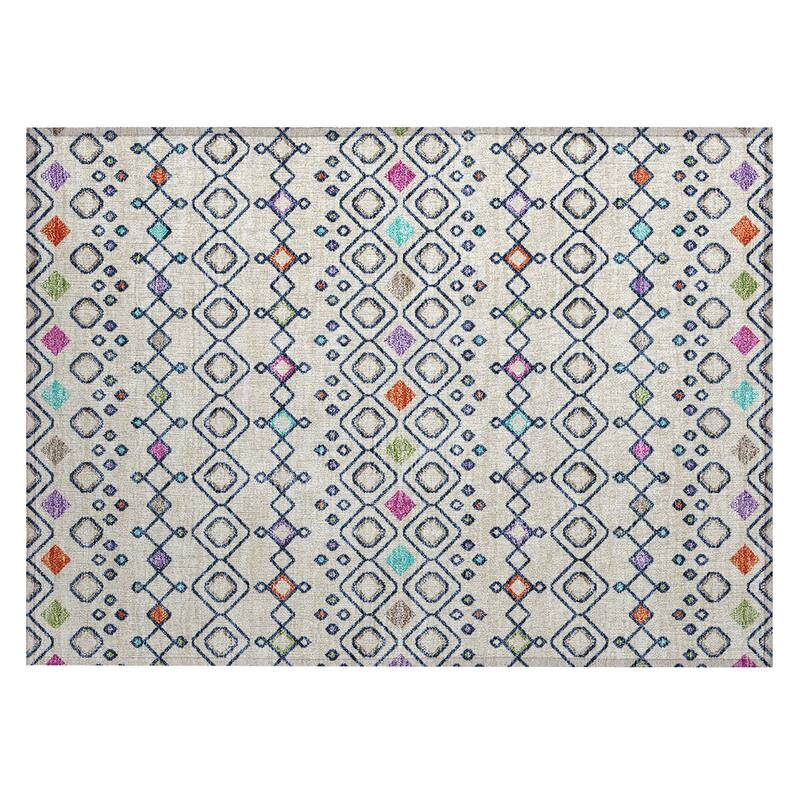 Machine Washable Indoor/ Outdoor Global Contempory Chantille Rug