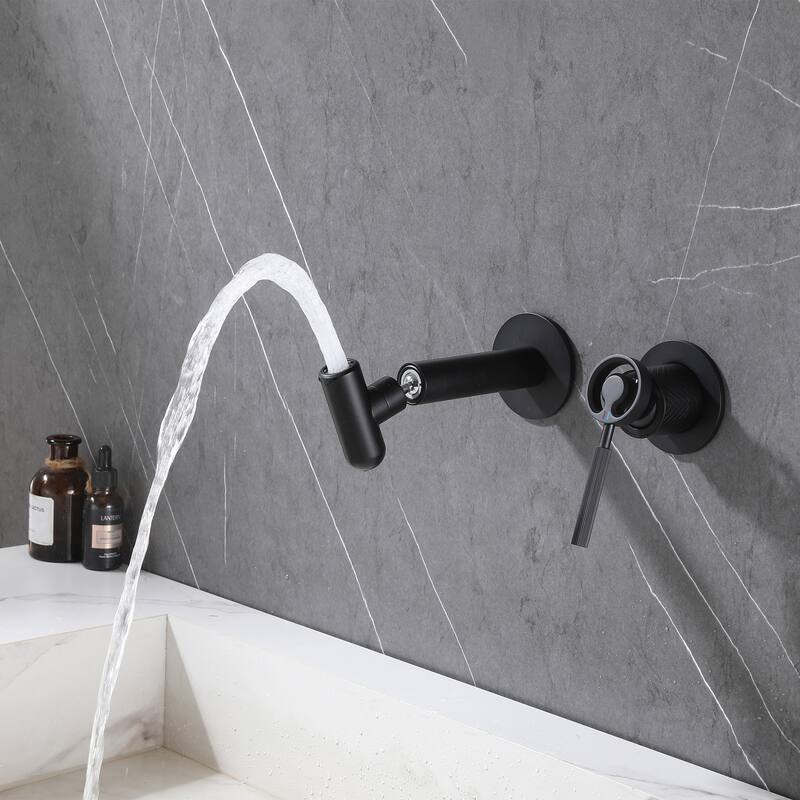 Solid Brass Wall Mounted 360° rotation Single-Handle Bathroom Faucet