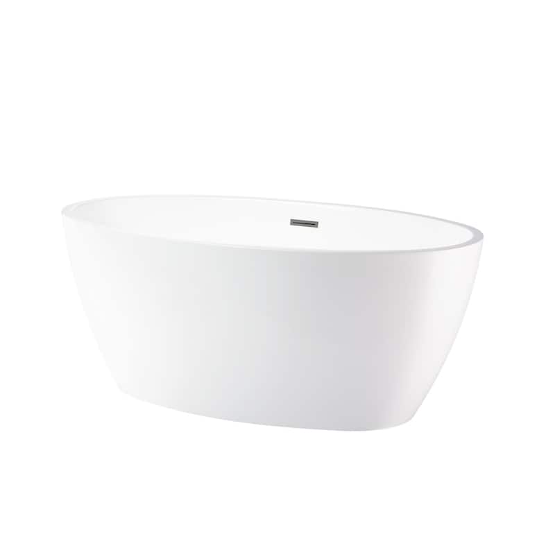 Vanity Art 69" Freestanding Acrylic Soaking Bathtub with Slotted Overflow & Pop-up Drain