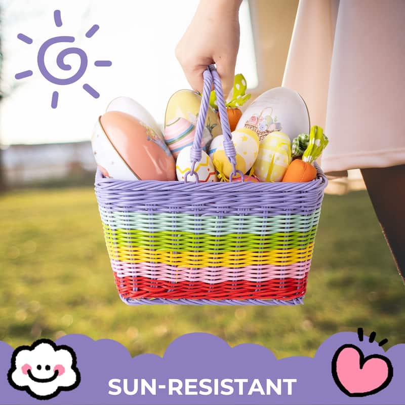 Small Front Bike Basket, Picnic Wicker Basket with Handle - 9.75"D x 7"W x 6"H