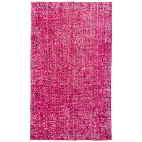 ECARPETGALLERY Hand-knotted Color Transition Dark Pink Wool Rug - 5'3 x 9'1