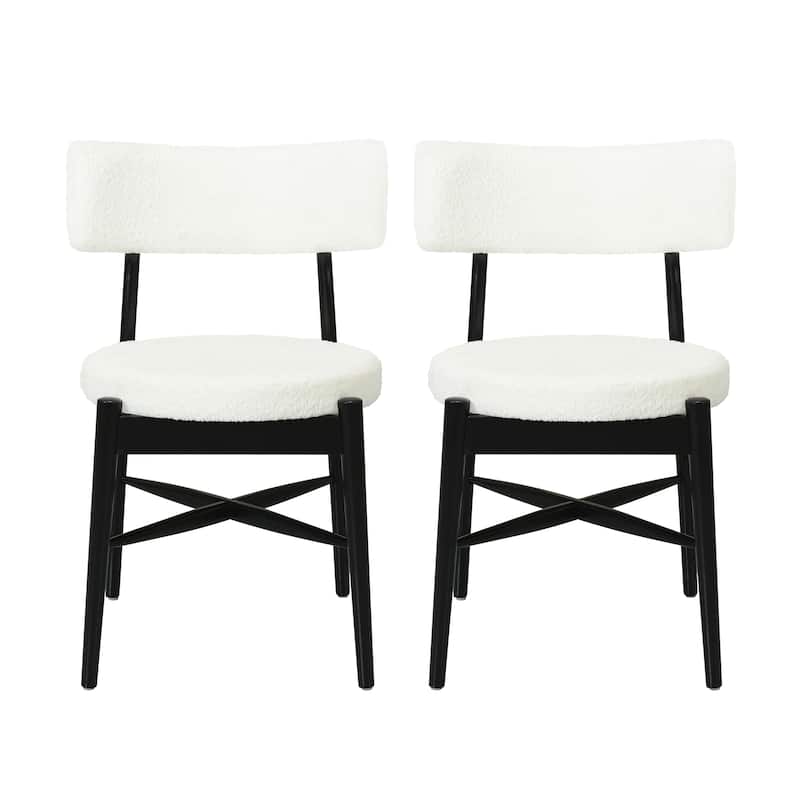 Dining Chairs Set of 2, Upholstered Kitchen Chairs with Wood Frame, Mid-Century Modern Armless Accent Chair
