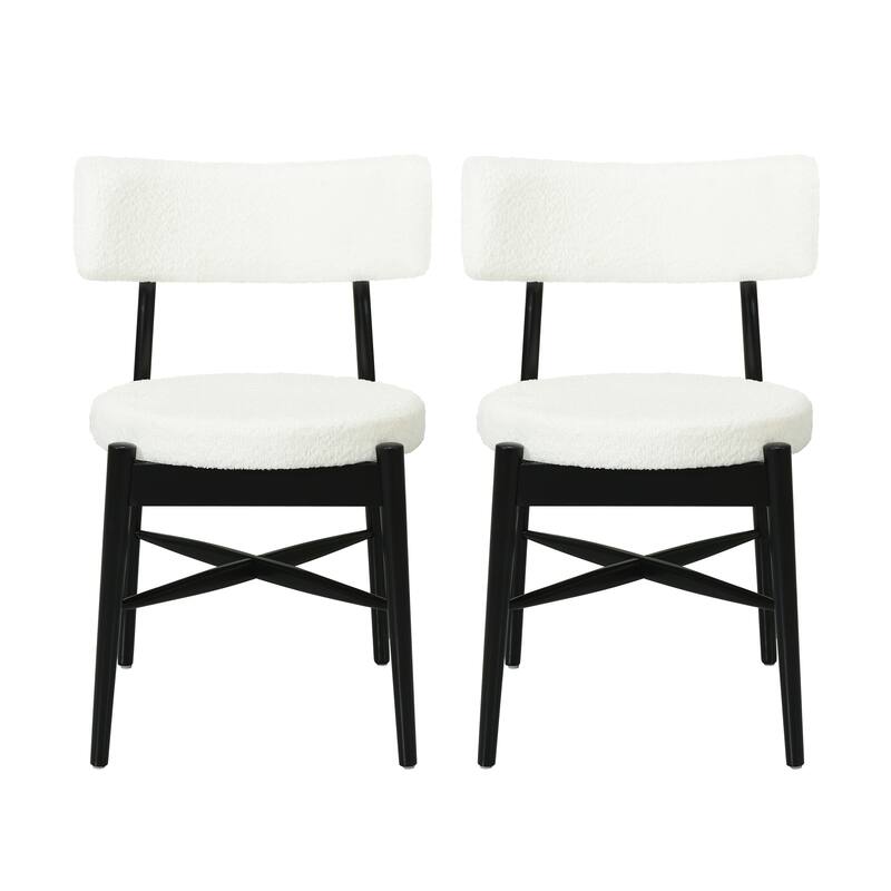 Mid-Century Modern Boucle Dining Chairs with Curved Unique Open Back(Set of 2)