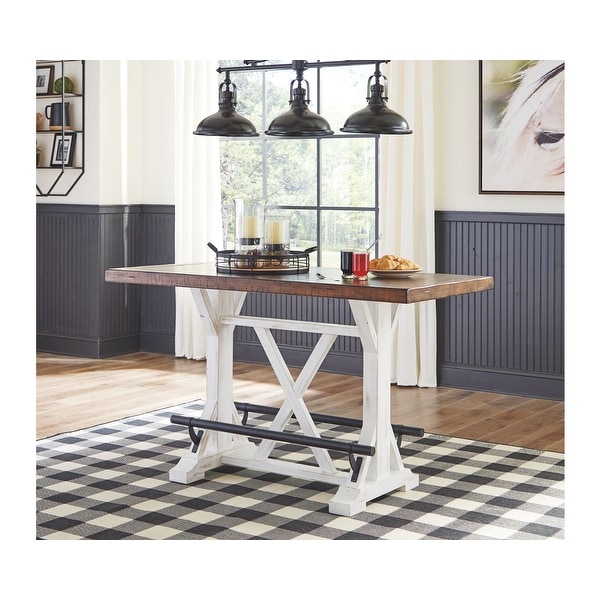 Valebeck Brown White Rectangular Dining Room Counter Table On