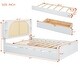 preview thumbnail 12 of 36, Queen Rattan Headboard Bed Frame with Storage Drawers and Pull-Out Trundle, Elegant Design, Durable Slat Support, White
