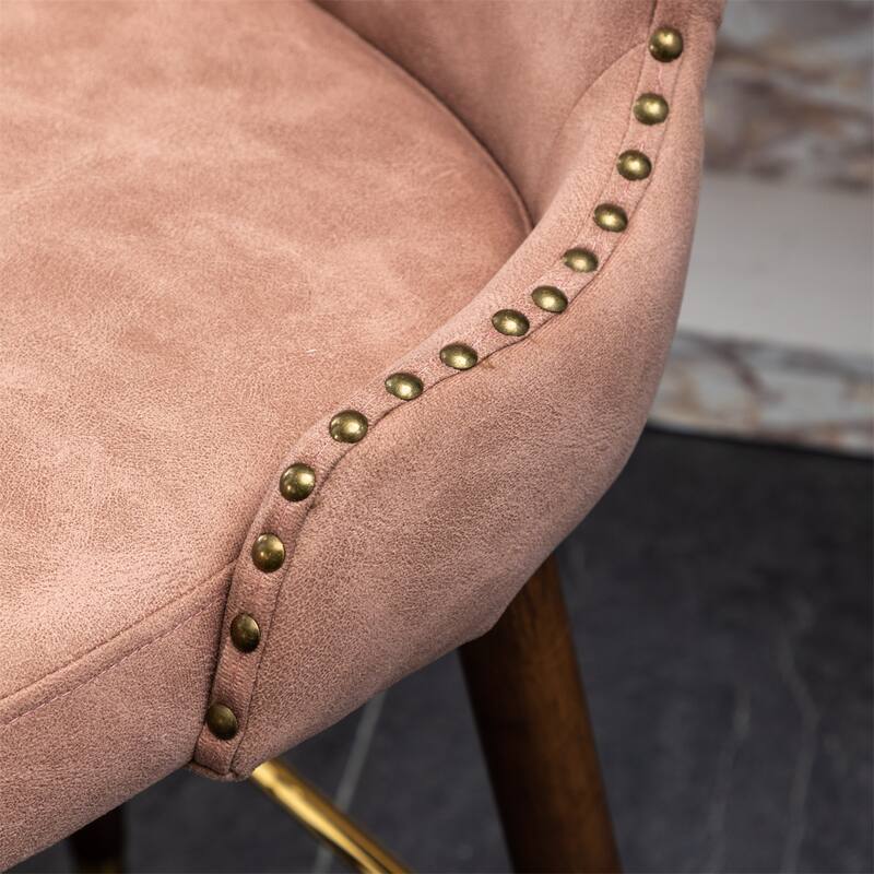 Modern Faux Leather Tufted Nailhead Trim Counter Stool Set of 2