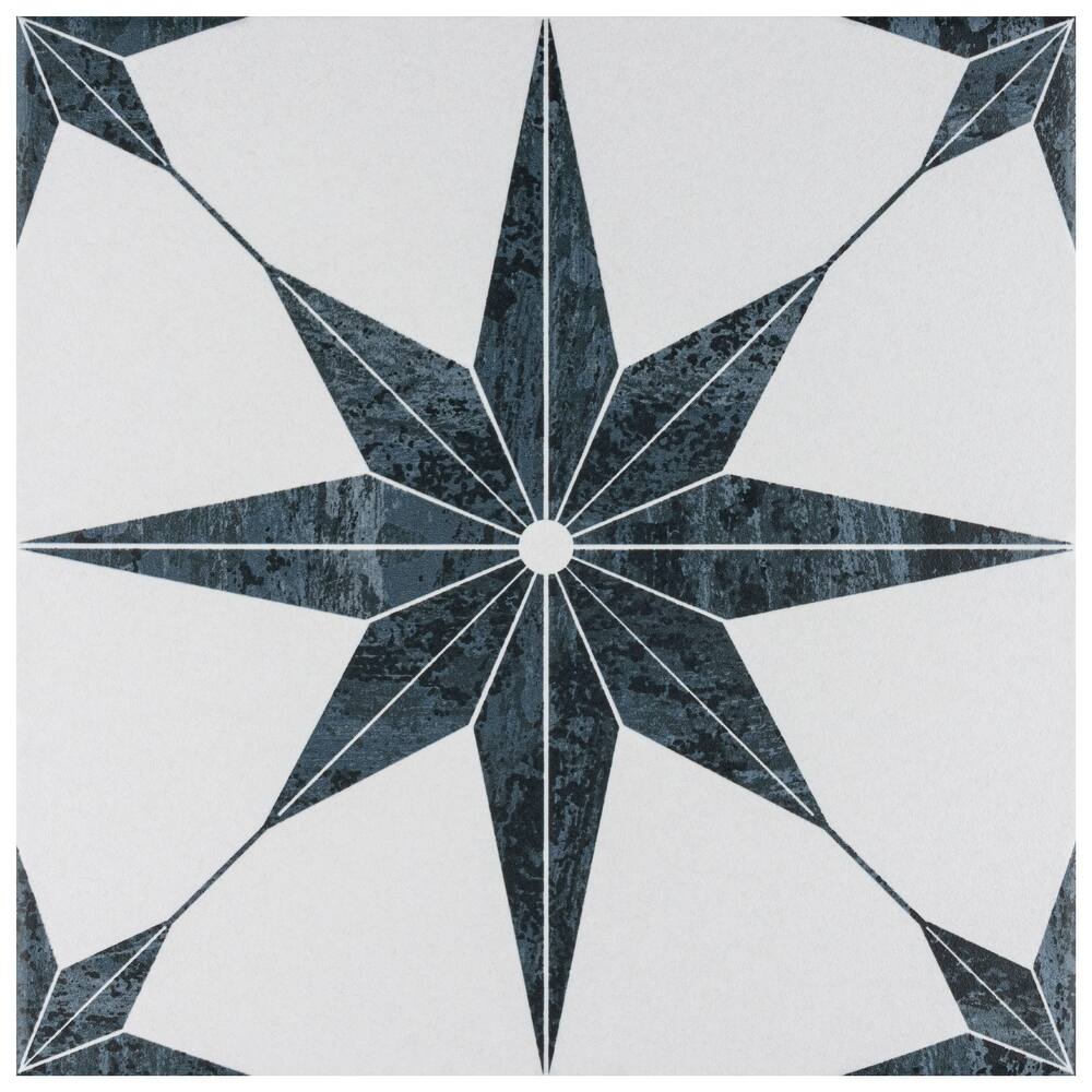 Merola Tile Cassis Stella Black 9-3/4" x 9-3/4" Porcelain Floor and Wall Tile