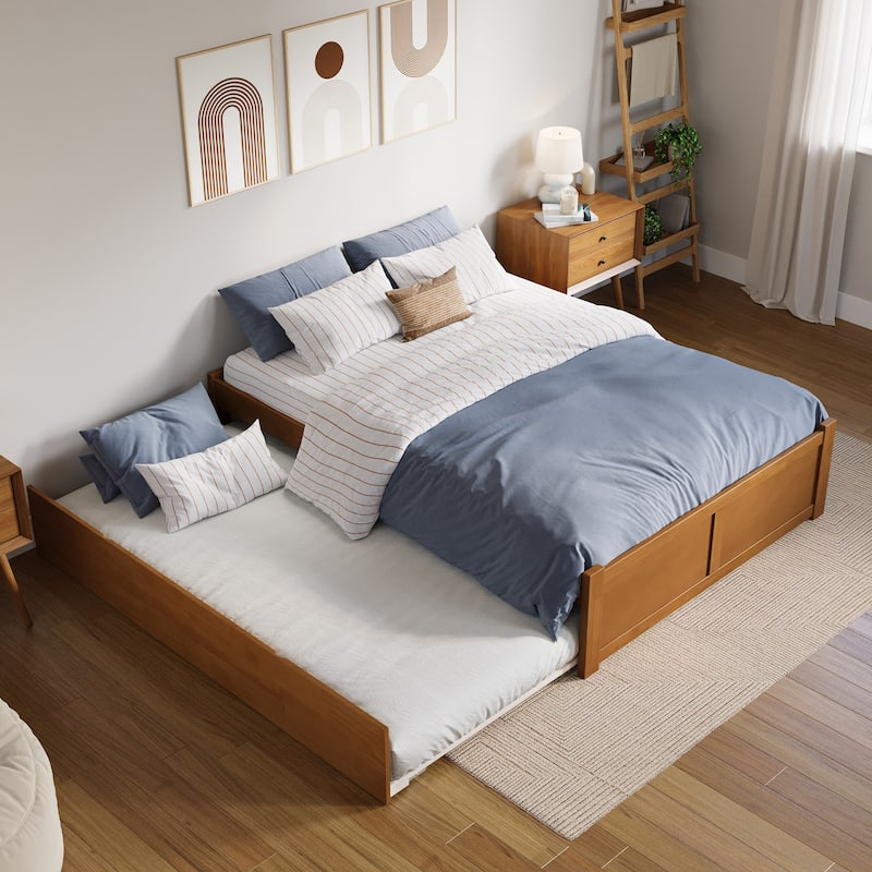 AFI Concord Full Platform Bed with Footboard & Full Trundle