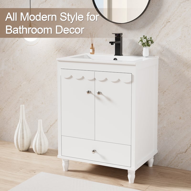 Lace Trim Freestanding Bathroom Vanity Set - Perfect for Bathrooms