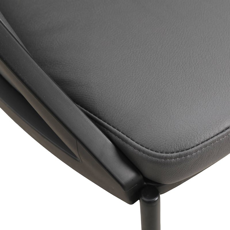 Vinyl Dining Chair with Curved Back and Stainless Steel Legs Set of 4