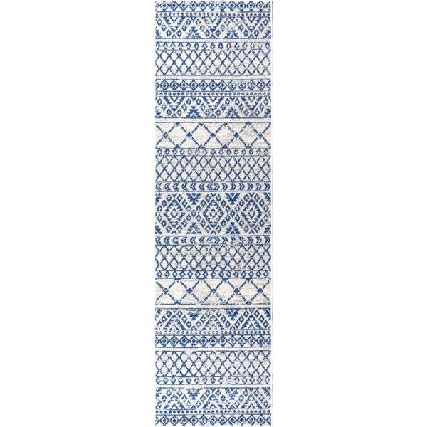 Shop Jonathan Y Moroccan Hype Boho Vintage Tribal Cream Blue 2 Ft