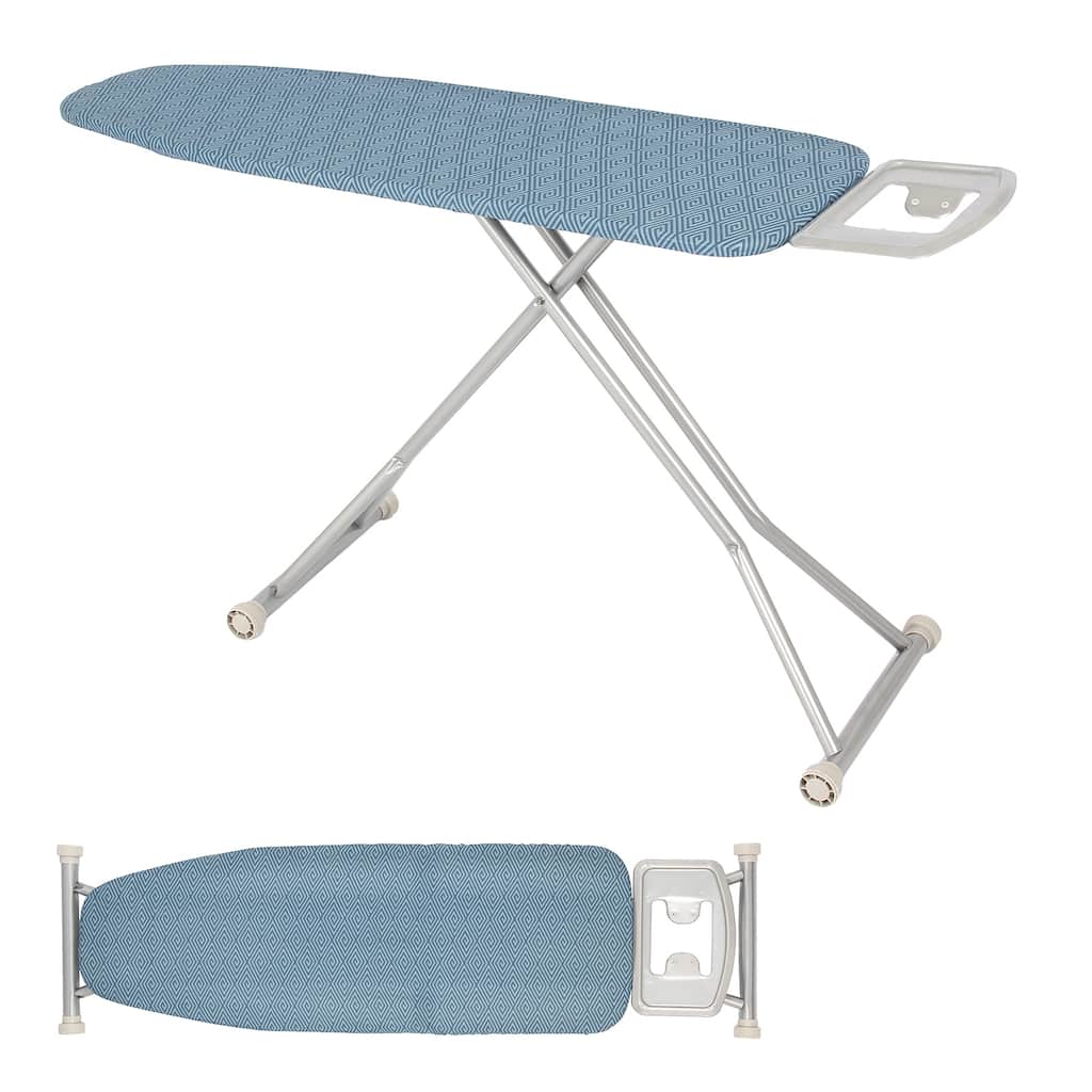 7 Heights Blue 57" Extra Wide Ironing Board with Iron Rest and Anti-Slip Base for Laundry Rooms - 57" x 16.5" x 25"-31"