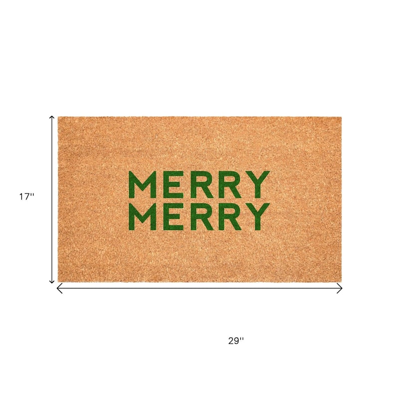 HomeRoots 17" X 29" Brown And Green Christmas Outdoor Coir Door Mat - 17.00' X '29.00