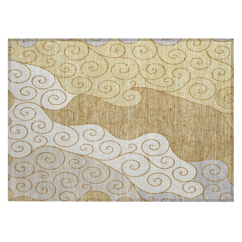 Machine Washable Indoor/ Outdoor Swirly Chantille Rug