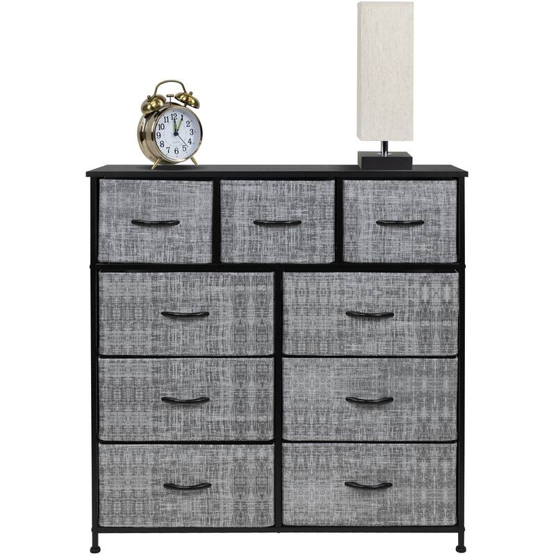 Modern Fabric and Metal 9-cubby Storage Tower