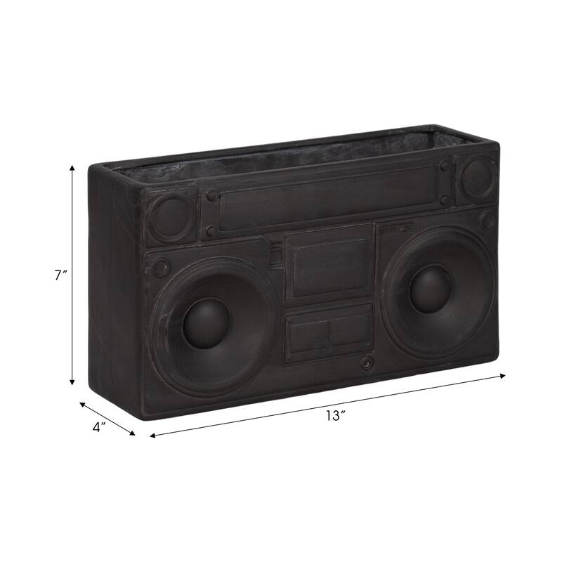 Stone and Dolomite Boombox Shape Planter Pot - 7" Gray - 13" x 4" x 7"