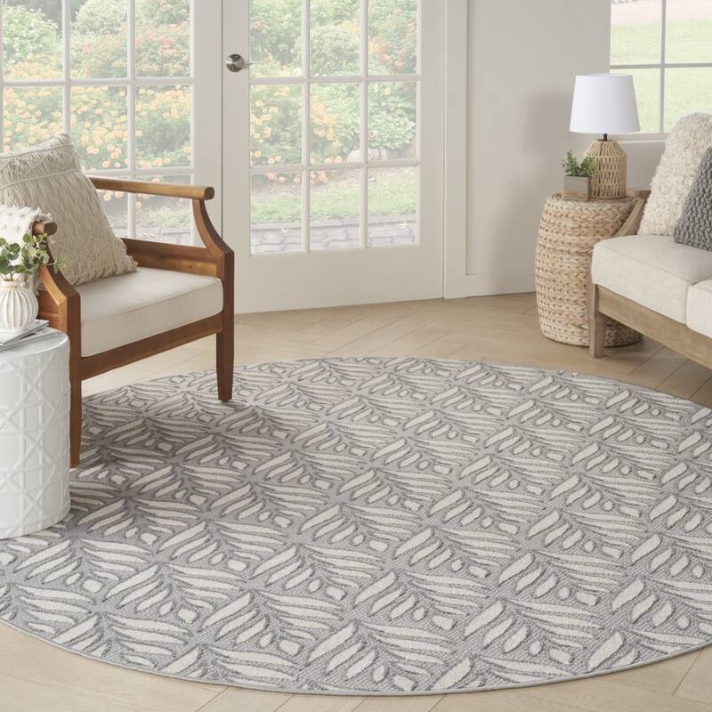 Alrisi Garden-Inspired Color-Lock Technology Current & Stylish Round Outdoor Rug - 8' Round
