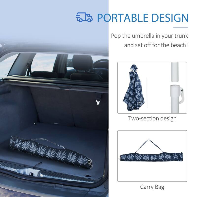 Beach Cabana Canopy Umbrella, 6.5' Easy-Assembly Sun-Shade Shelter with Sandbags and Carry Bag, Cool UV50+ Fits Kids & Family