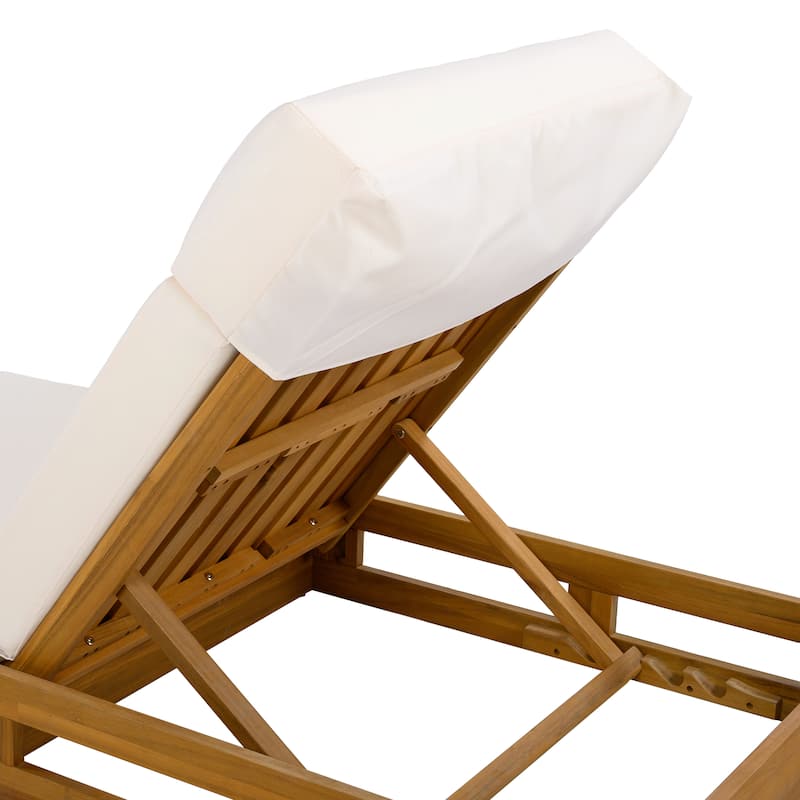 Christopher Knight Home- Cassian Patio Acacia Wood Chaise Lounge Set