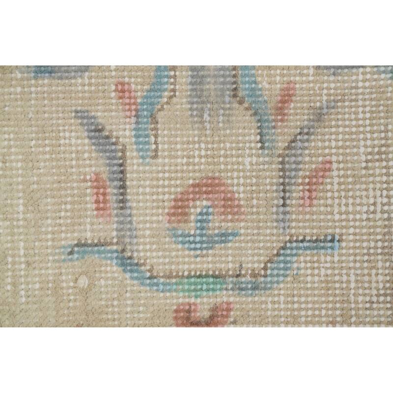 Hand Knotted Oriental 100% Wool Carpet Traditional Floral Beige & Ivories Tabriz Area Rug - 10' 5'' X 7' 10''