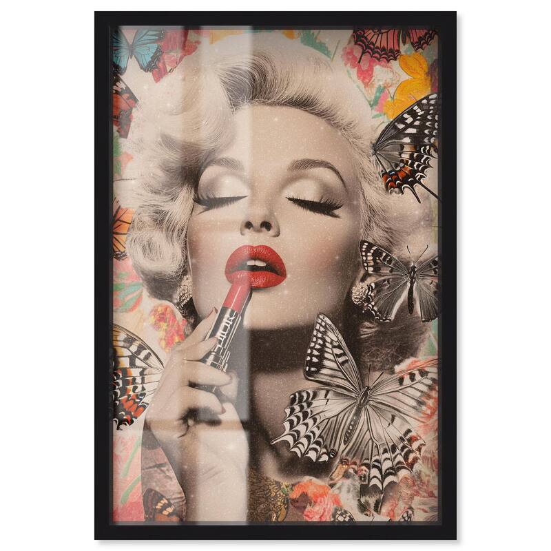 Iconic Lady Butterfly Collage Shadowbox by Art Remedy - Black - 16" x 24"