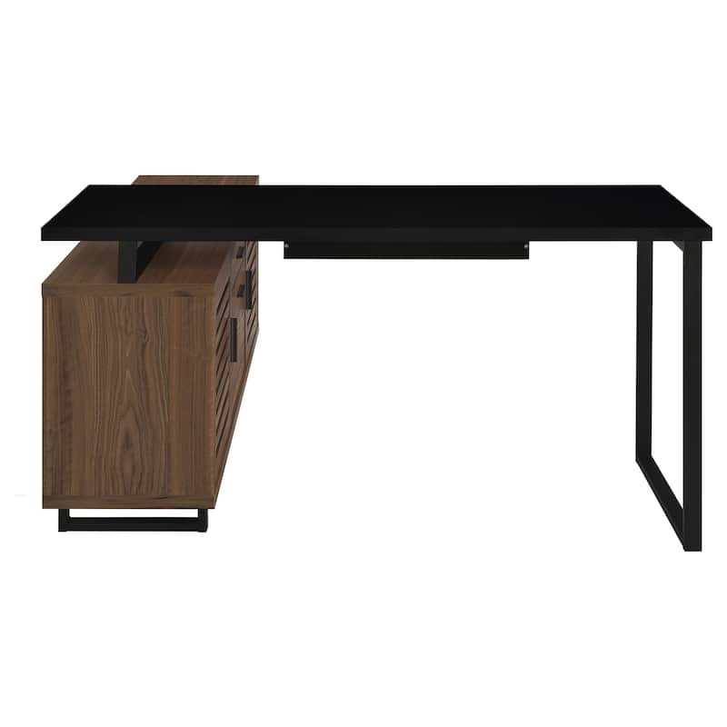 Maddox 60-Inch L-Shape Office Computer Desk Black And Walnut