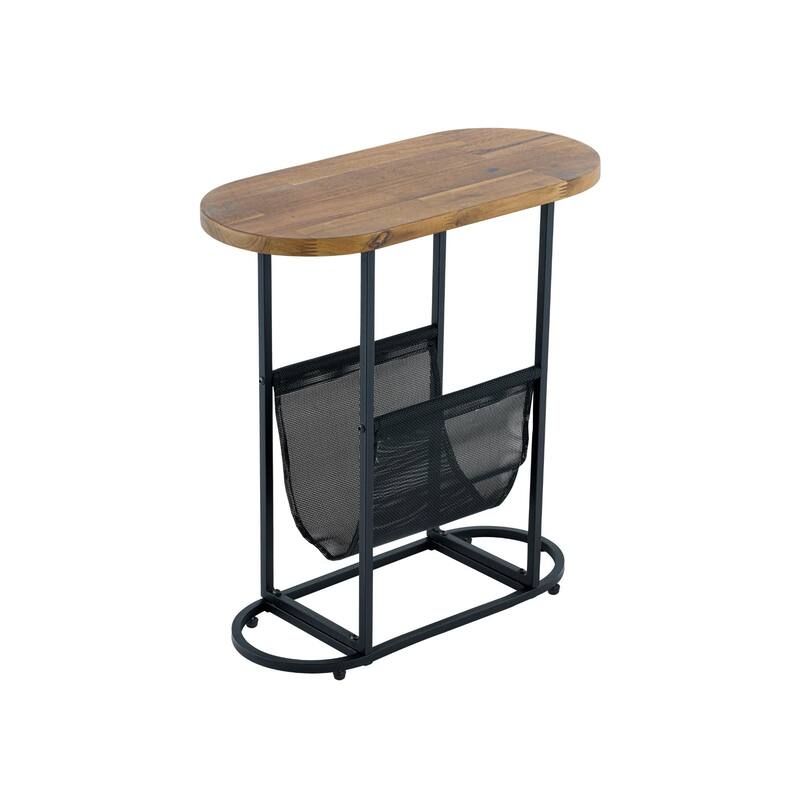 Oval Small Space Nightstand/End Table/Side Tables with Magazines Organizer Storage Space (Set of 2)