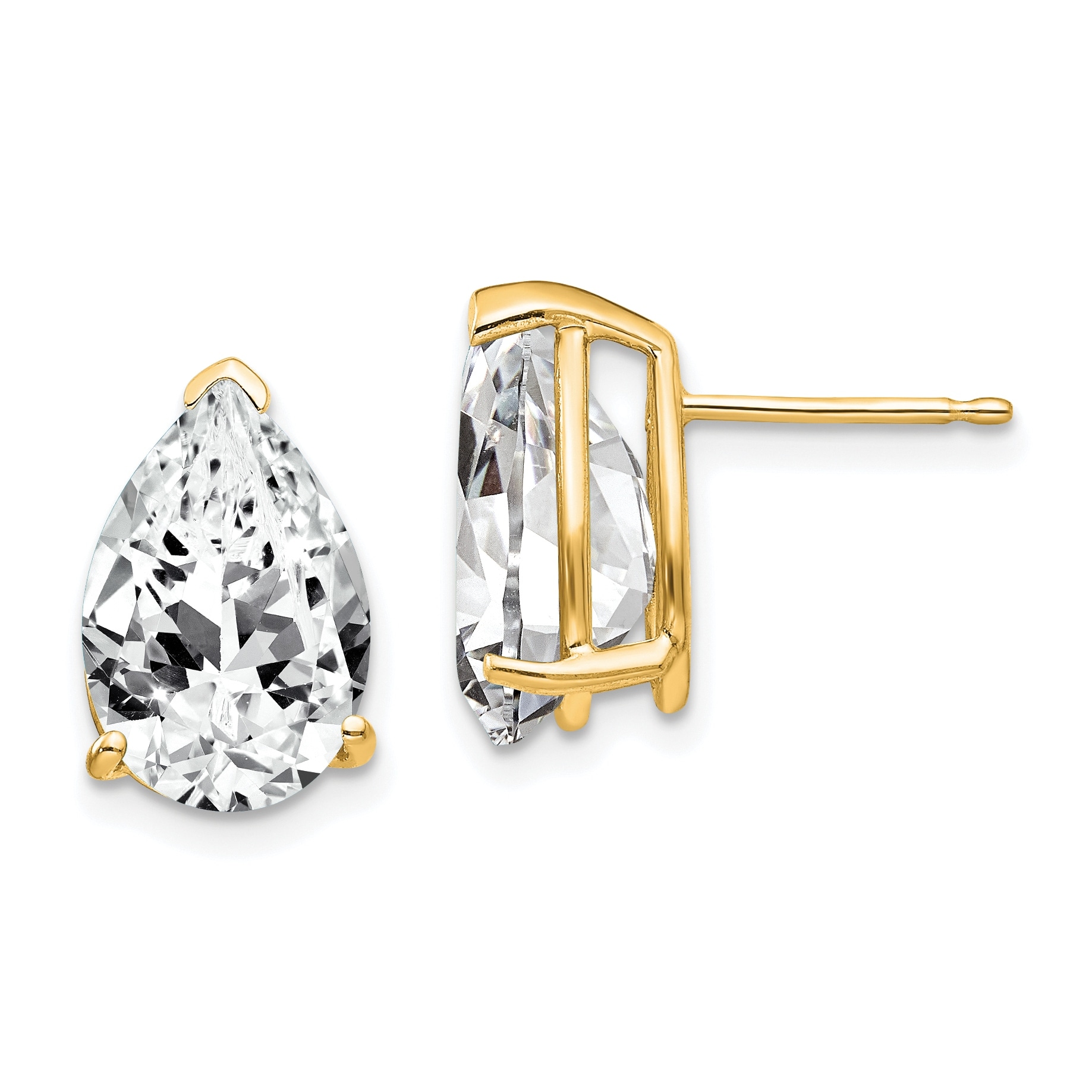 Yellow Cubic Zironia Earrings Faceted Pear 14kt Gold-filled