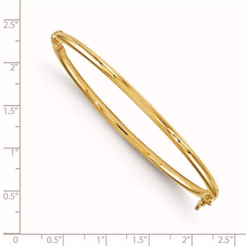 Curata 14k Yellow Gold Safety clasp Polished Hinged Bangle Bracelet