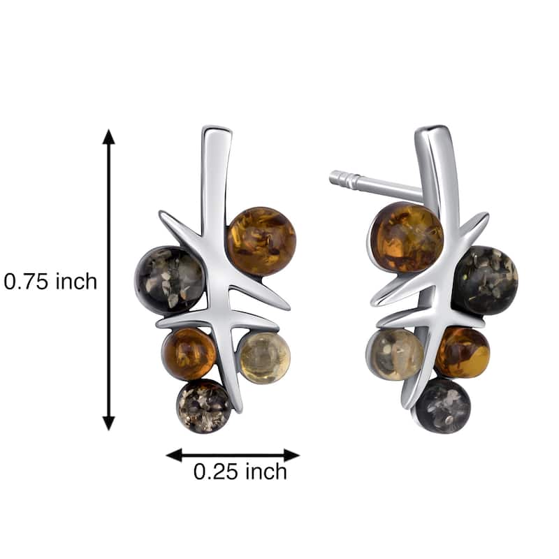 Baltic Amber Multicolor Earrings in Sterling Silver