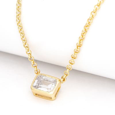 Emerald Cut Bezel Set Cubic Zirconia Pendant Necklace