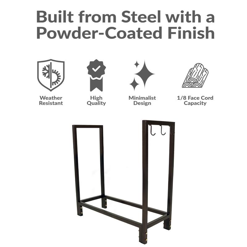 Sunnydaze Log Rack 30" Steel with Bronze Finish Indoor-Outdoor Firewood Storage - Bronze|Bronze