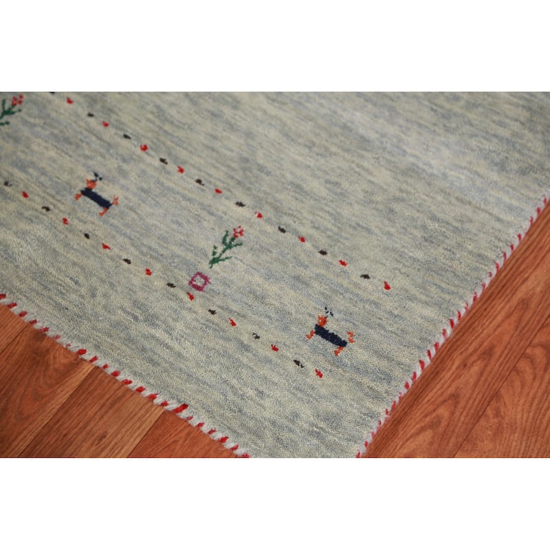 Hand Knotted Oriental 100% Wool Carpet Tribal Animal Pictorial Multi-Colored Gabbeh Area Rug - 5' 10'' X 2' 6''
