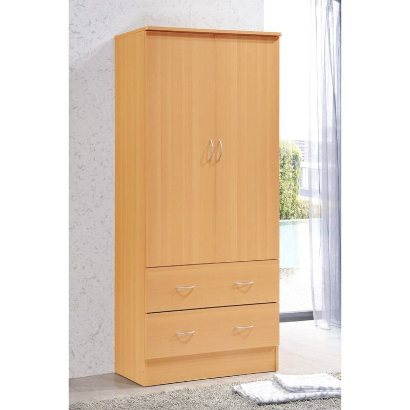 71.5" Beech Beige Armoire with Drawers and Clothing Rod